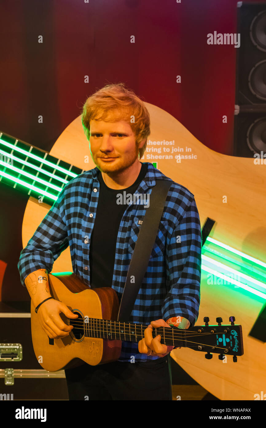 L'Angleterre, Londres, Marylebone, vue de l'intérieur de Madame Tussauds, figure de cire de la chanteuse anglaise Ed Sheeran Banque D'Images