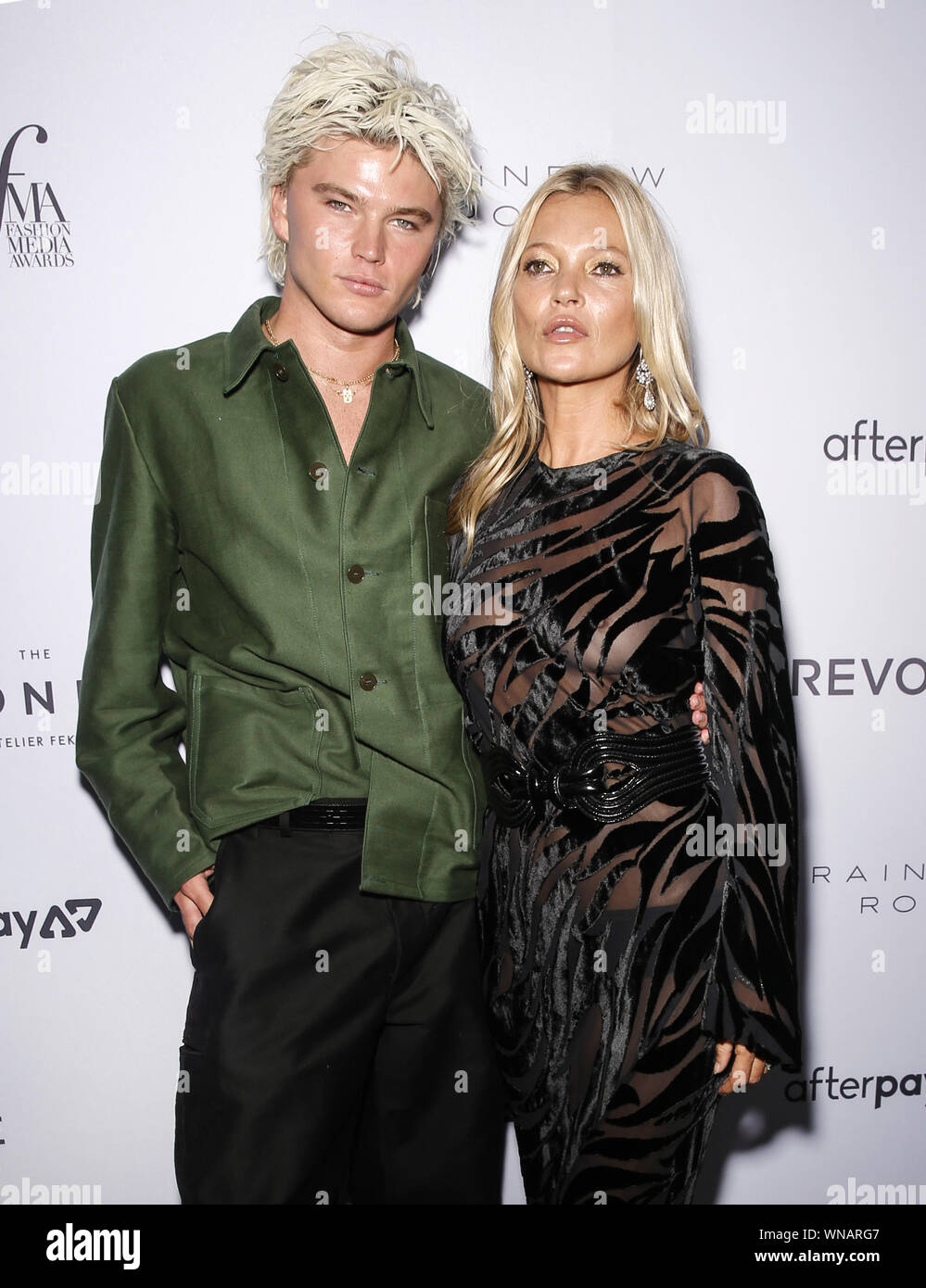 NEW YORK, NY - 05 septembre 2019 : La Jordanie Barrett et Kate Moss assister à l'avant du 7e ligne de mode annuel Media Awards au Rainbow Room Banque D'Images