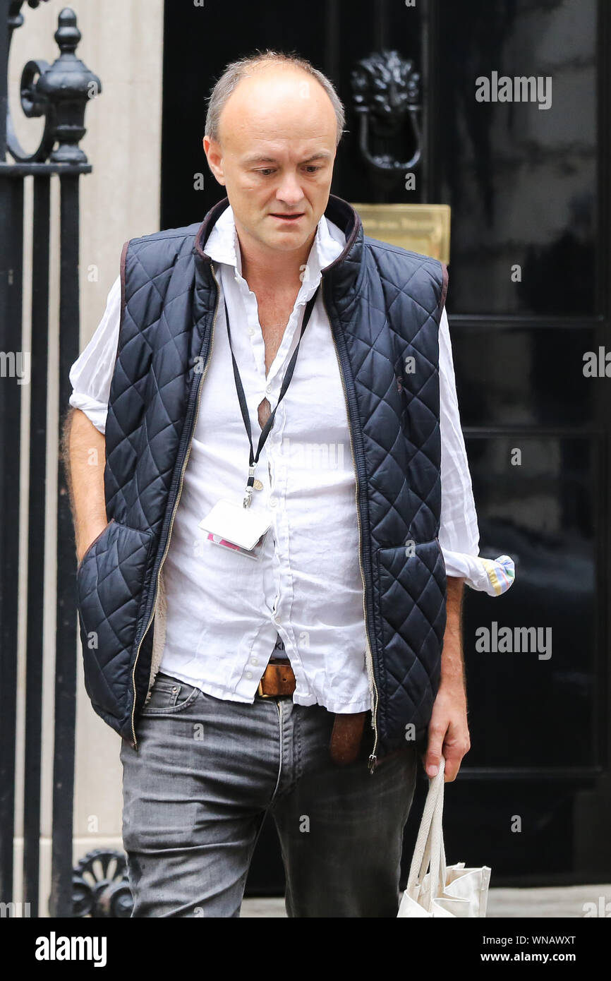 Le 4 septembre 2019, Londres, Royaume-Uni : Conseiller spécial du Premier ministre britannique, Dominic Cummings sort de 10 Downing Street, à Londres. (Crédit Image : © Steve Taylor/SOPA des images à l'aide de Zuma sur le fil) Banque D'Images