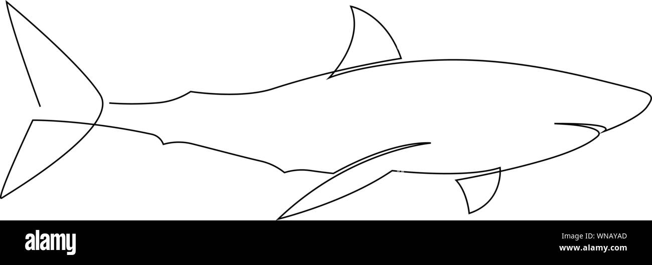Une ligne design shark silhouette. La conception de logo. Style minimaliste dessiné à la main Illustration de Vecteur