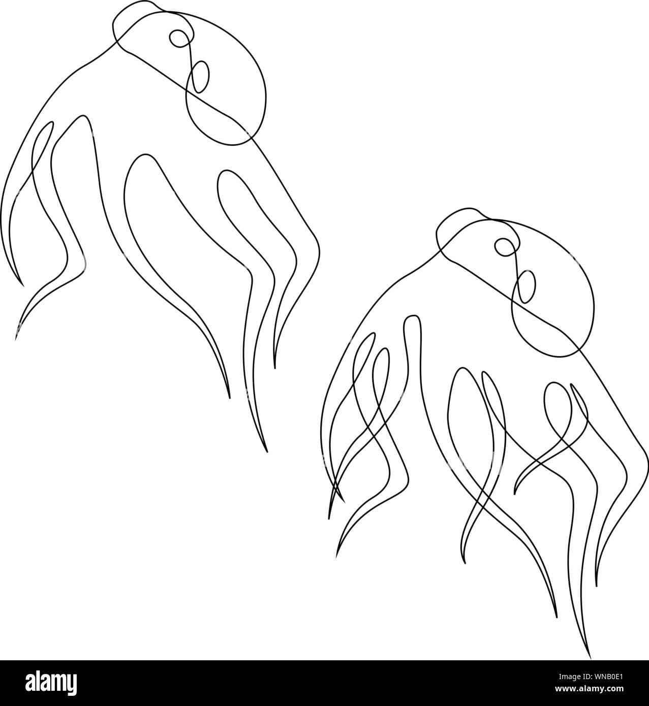 Octopus illustration tirée par un groupe. Style minimaliste vector illustration Illustration de Vecteur