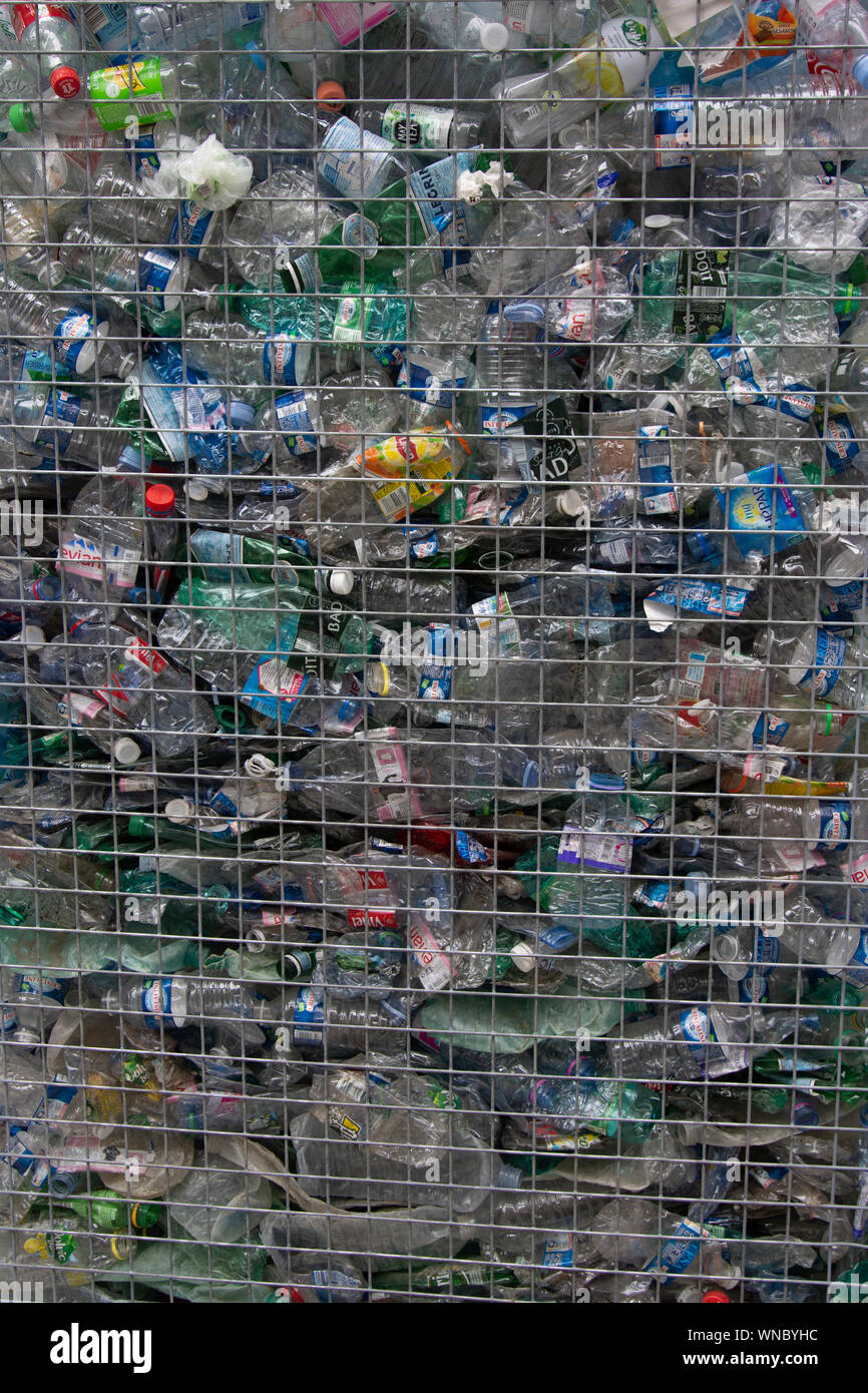 Les bouteilles en plastique collectés pour le recyclage. Chamonix, France. Banque D'Images