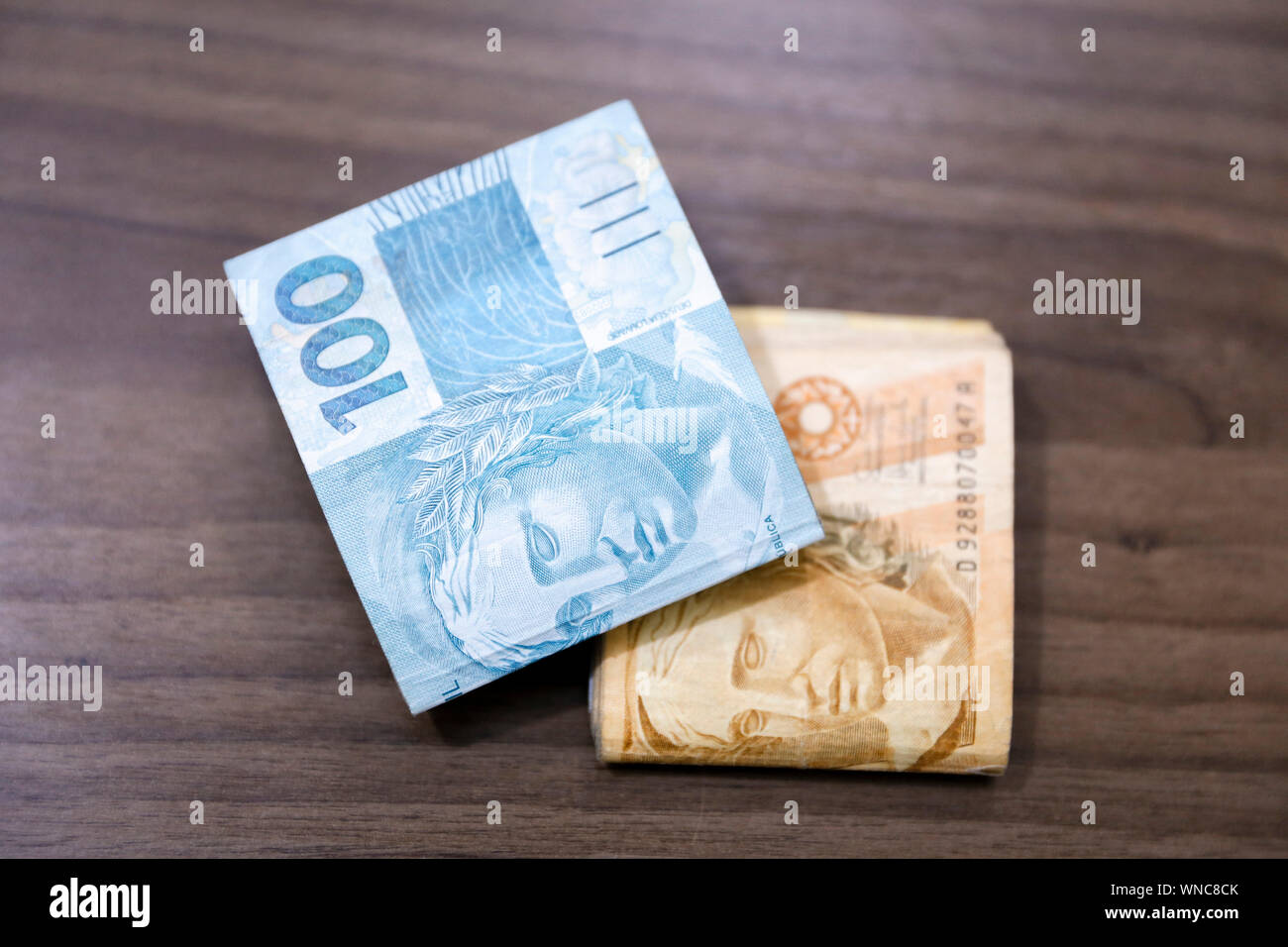 Billets Real brésilien notes, de l'argent en provenance du Brésil, les notes de Real, le Brésil Billet de BRL, monnaie brésilienne, l'économie et des affaires. Banque D'Images