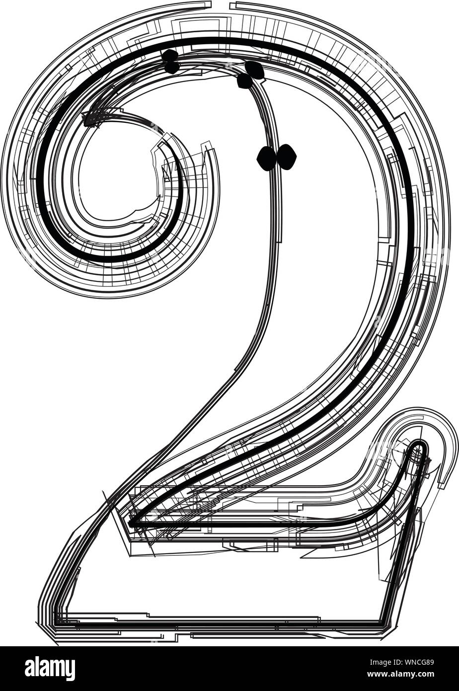 Police technologique. Numéro 2 Illustration de Vecteur