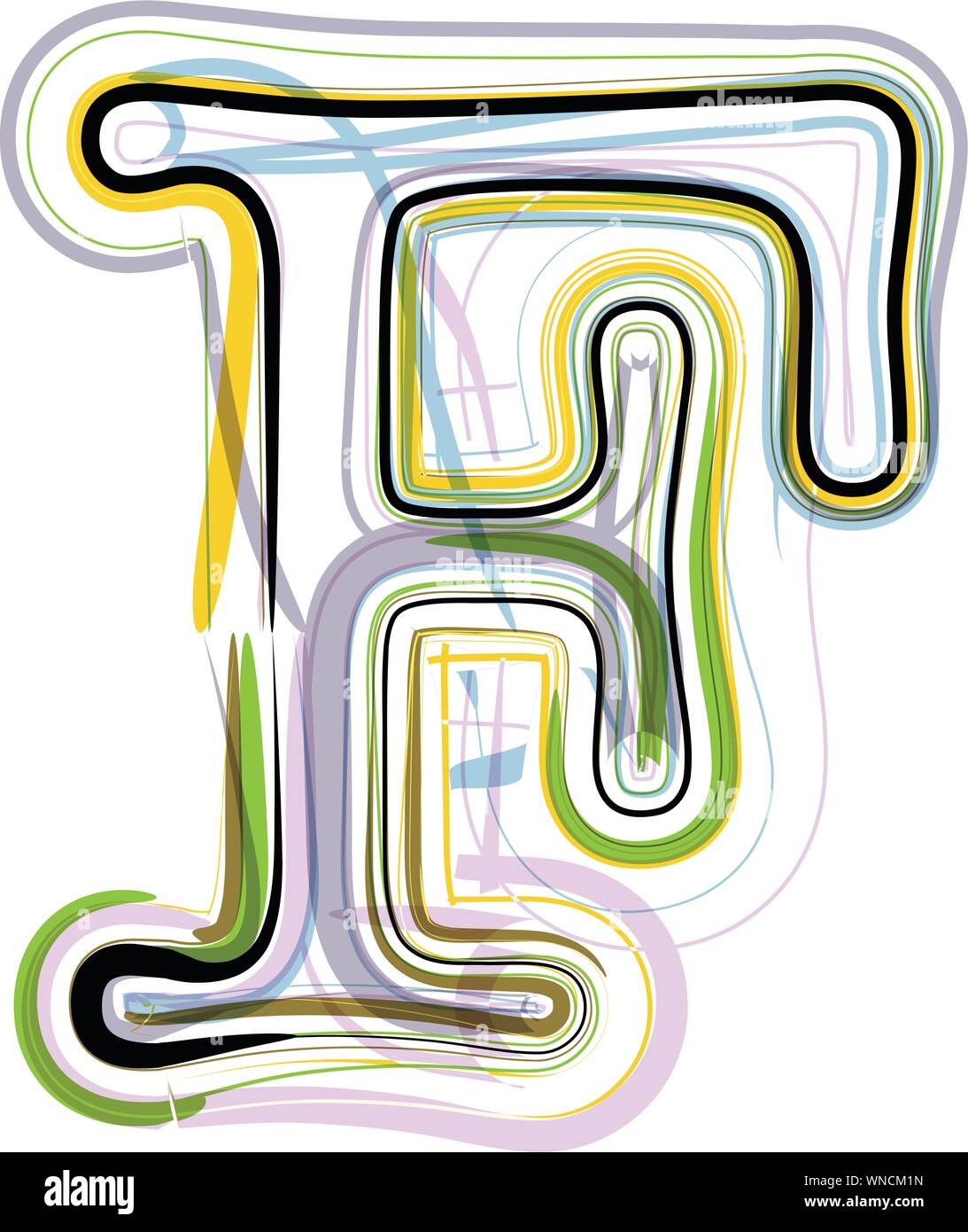 Organic font l'illustration. Lettre F Illustration de Vecteur