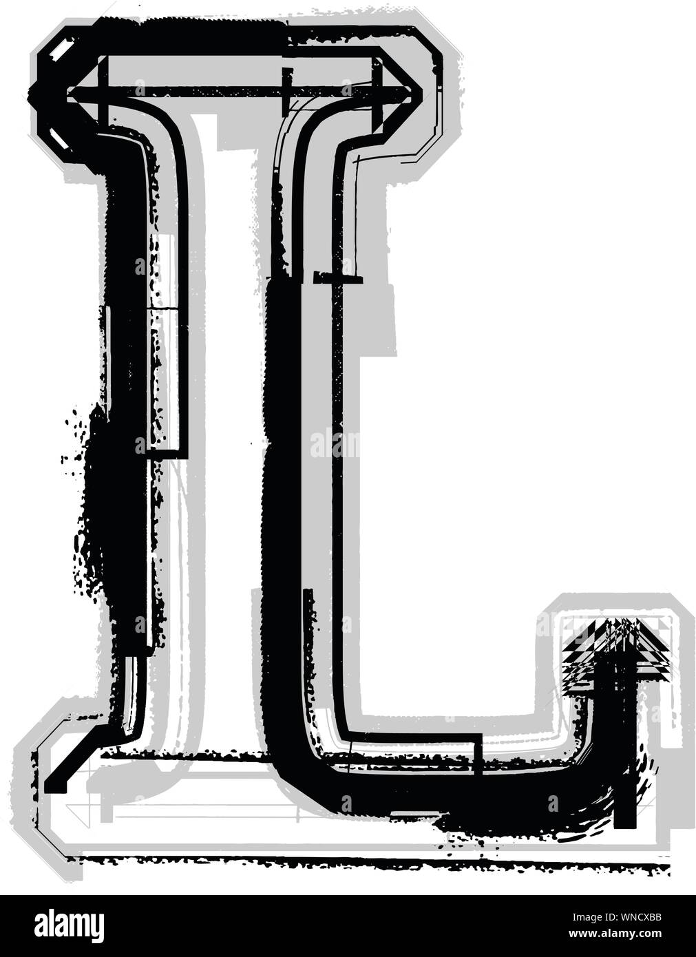 Grunge font. Lettre L Illustration de Vecteur