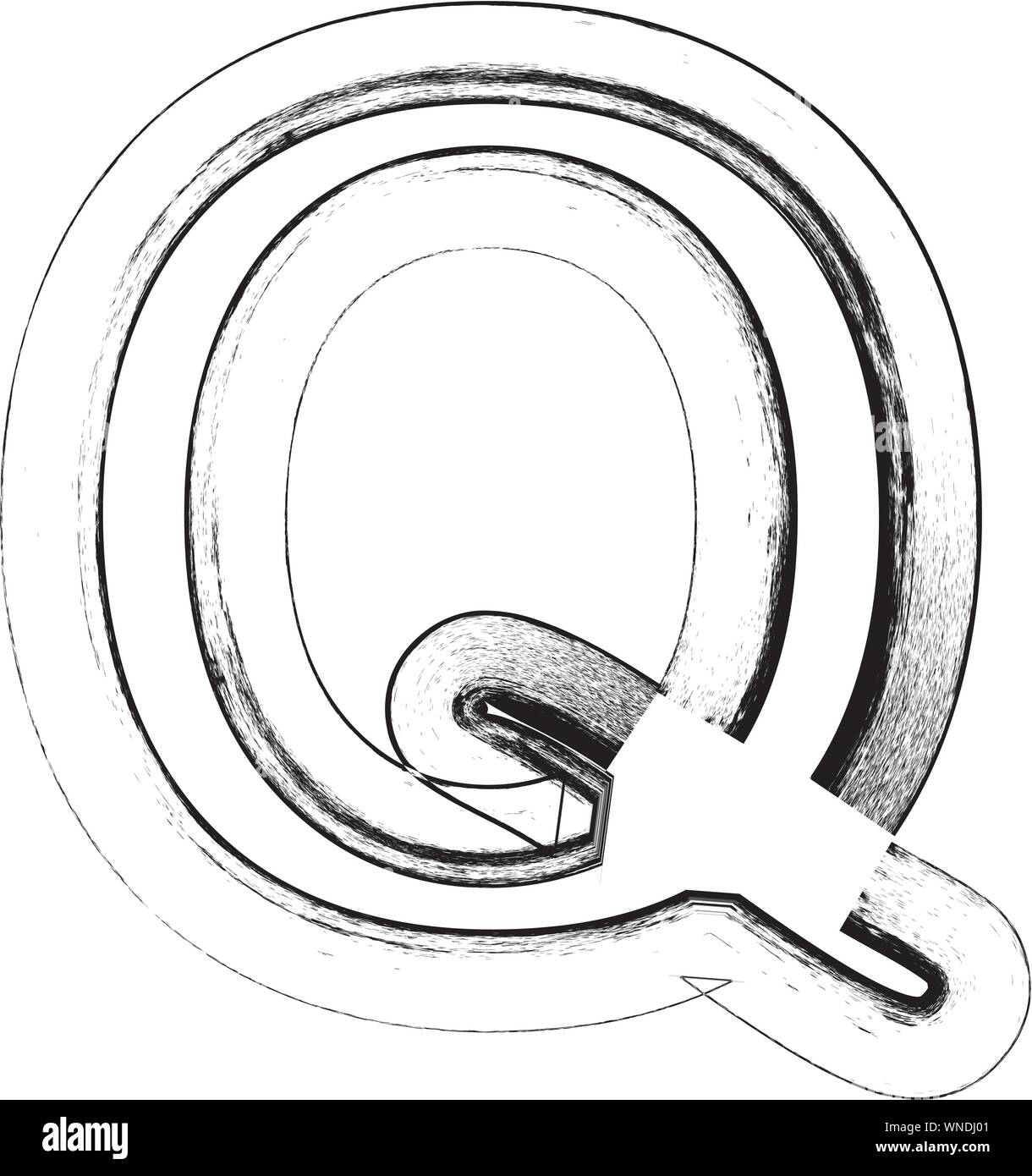 Grunge font. Lettre Q Illustration de Vecteur