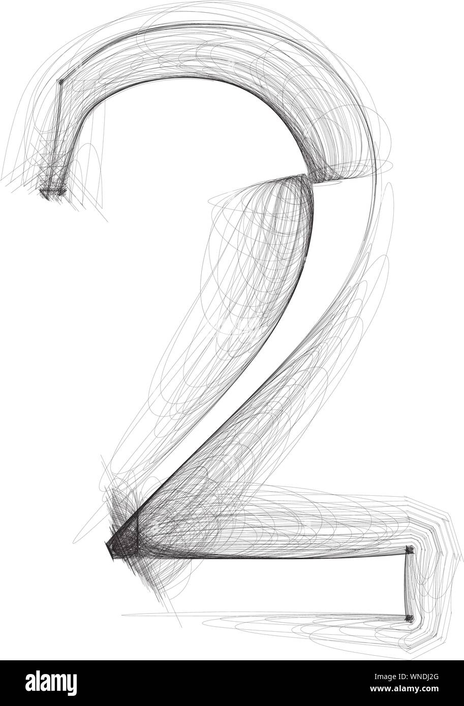 Tirer la main font. Numéro 2. Vector illustration Illustration de Vecteur