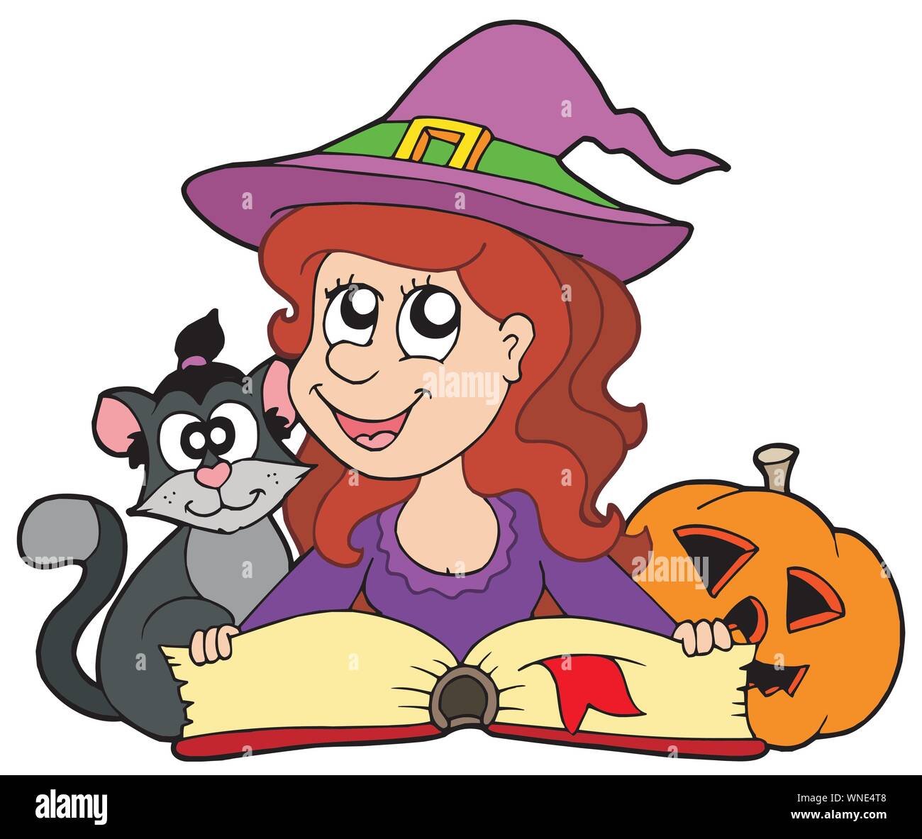 Halloween girl reading book Illustration de Vecteur