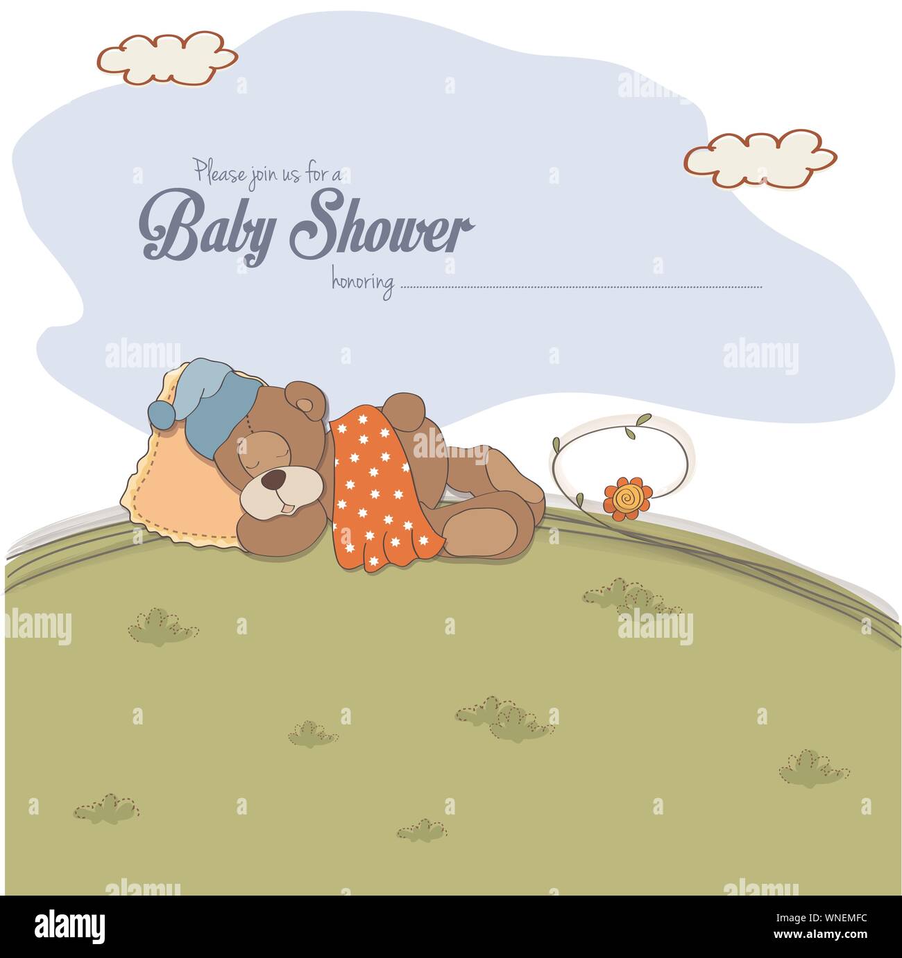 Carte de douche de bébé avec l'ours Illustration de Vecteur