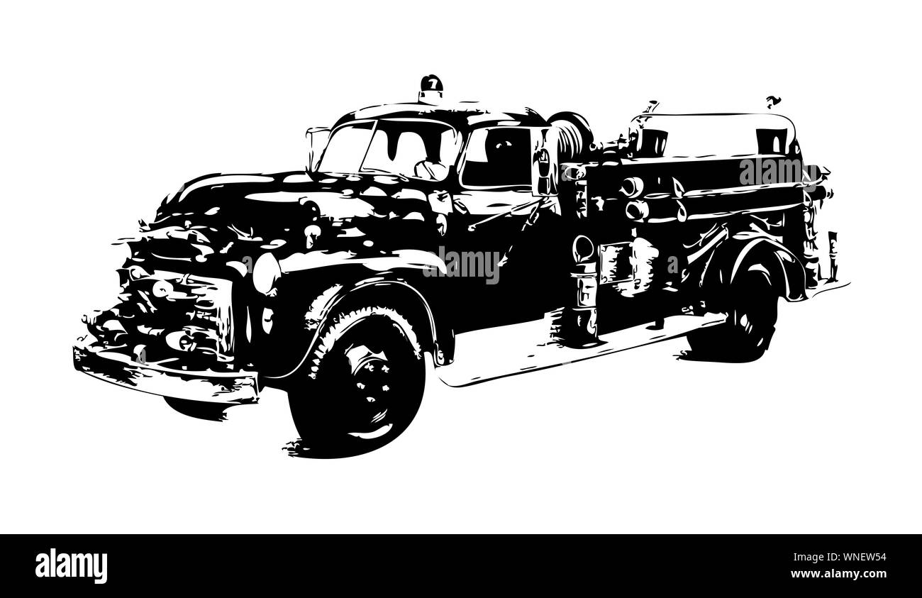 Vieux camion de pompiers voiture classique retro vintage Banque D'Images