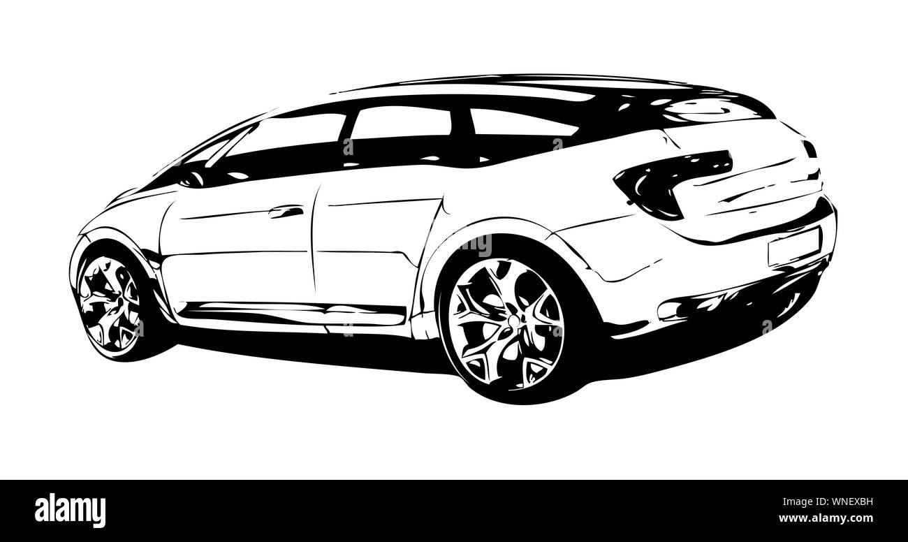 Dessin de voiture course Banque d'images noir et blanc - Page 2 - Alamy