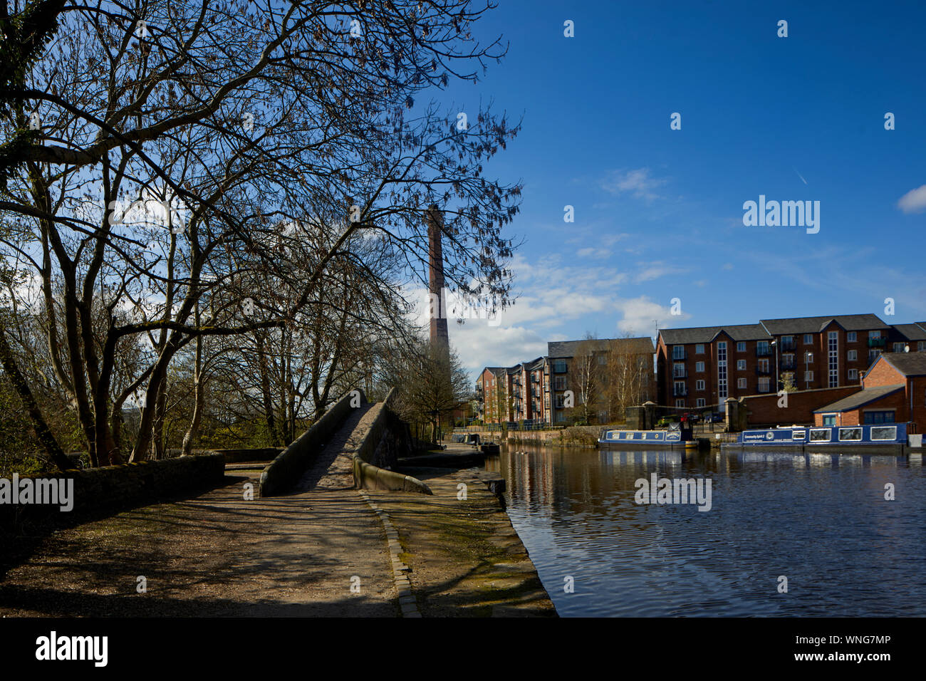 Tameside du bassin de Portland Apartments , Ashton-under-Lyne, Stockport Junction Canal Forêt Pic, Ashton, Huddersfield Canal Canal étroit Banque D'Images