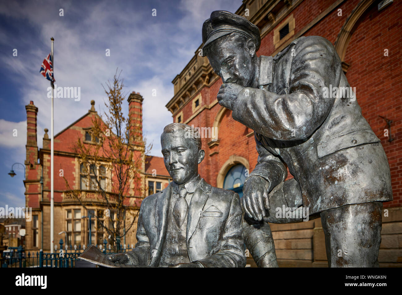 Tameside Statue juge Jack Lord Pendry Square Stalybridge commémorant It's a Long Way to Tipperary Banque D'Images