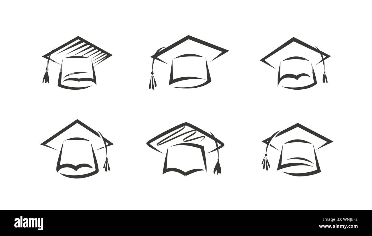 Logo Cap diplômé. Icône ou symbole éducation. Illustration vectorielle Illustration de Vecteur