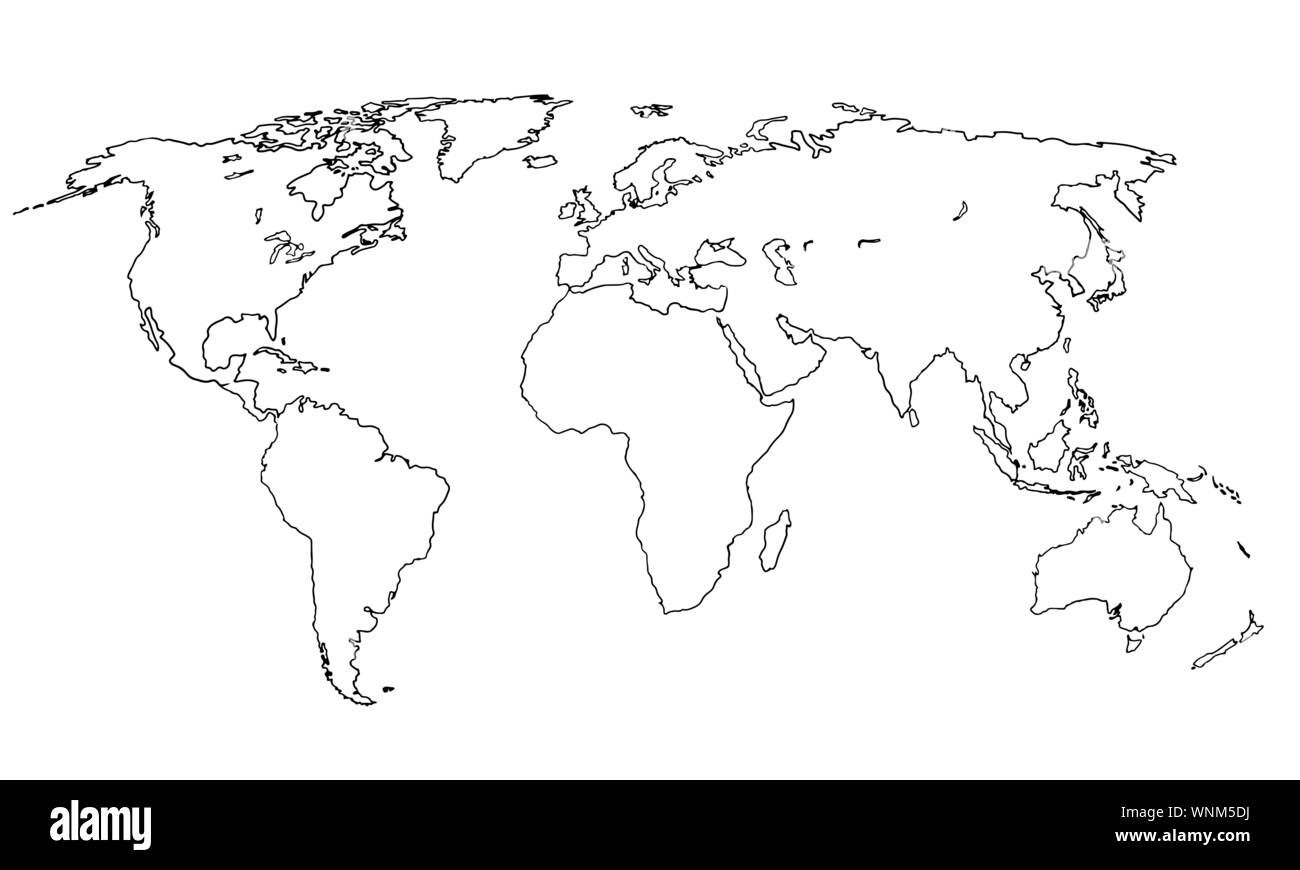 Doodle meilleur carte du monde pour votre conception. Freehand dessinés à la main, croquis modifiable. La planète Terre style graphique simple. Ligne vectorielle illustration, EPS 10 Illustration de Vecteur