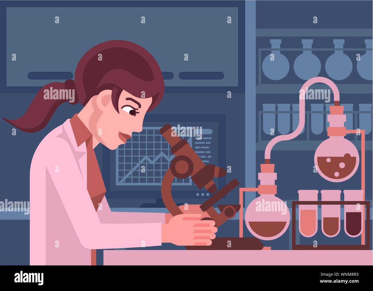 Femme scientifique Working in Laboratory Illustration de Vecteur