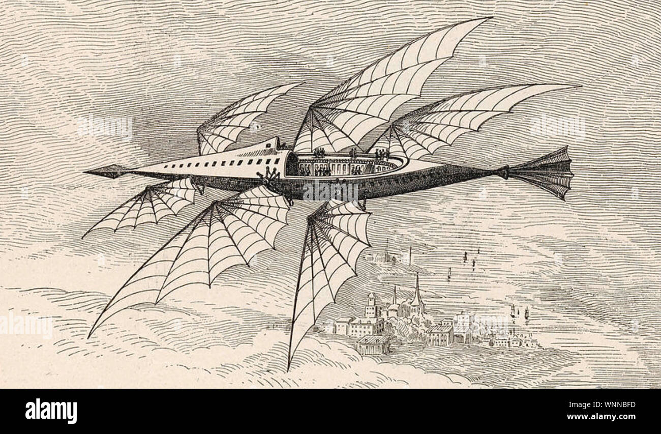 THOMAS Edison (1847-1931), inventeur américain. L'un de ses deux concepts d'aéronefs sur l'enduisit 1880 canoës volants Banque D'Images