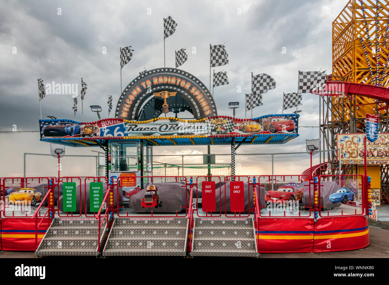 Un amusement park ride à Hunstanton, Norfolk. Banque D'Images