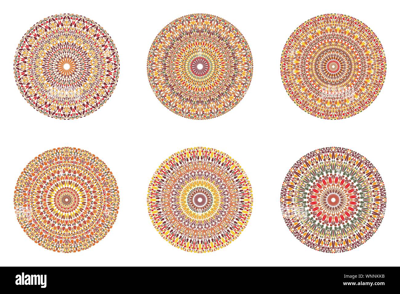 Abstract floral ornement circulaire ronde mandala set - ornement géométrique de formes courbes graphiques vectoriels Illustration de Vecteur