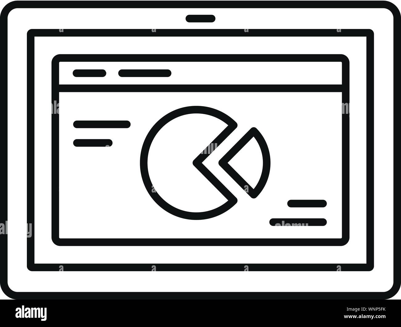 Finances tablette graphique en icône. Tablette graphique à secteurs des finances aperçu l'icône vecteur pour la conception web isolé sur fond blanc Illustration de Vecteur