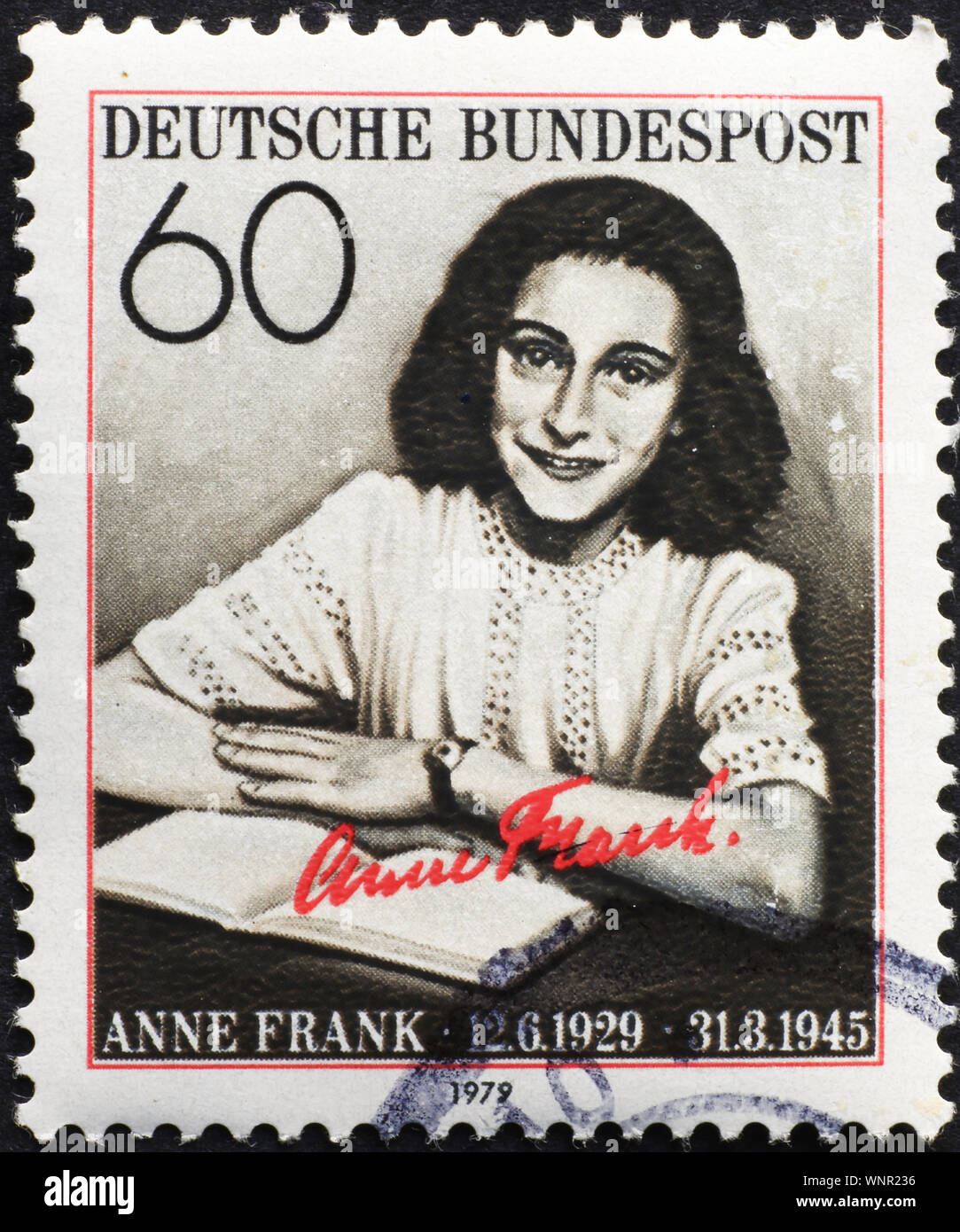 Anne Frank à l'ancien timbre allemand Banque D'Images