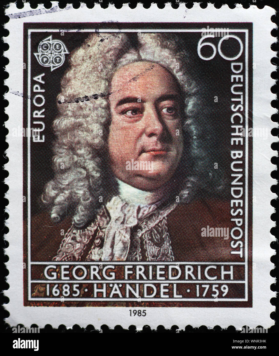 George Friedric Handel portrait sur timbre allemand Banque D'Images