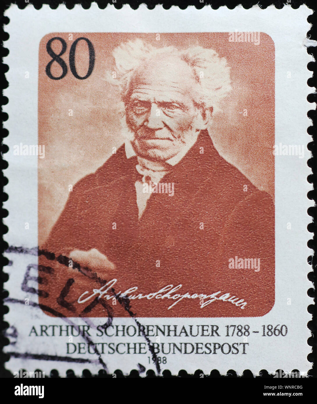 Philosophe Arthur Schopenauer sur timbre ancien Banque D'Images