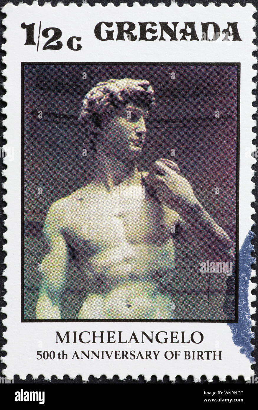 David de Michel-Ange sur timbre-poste Banque D'Images