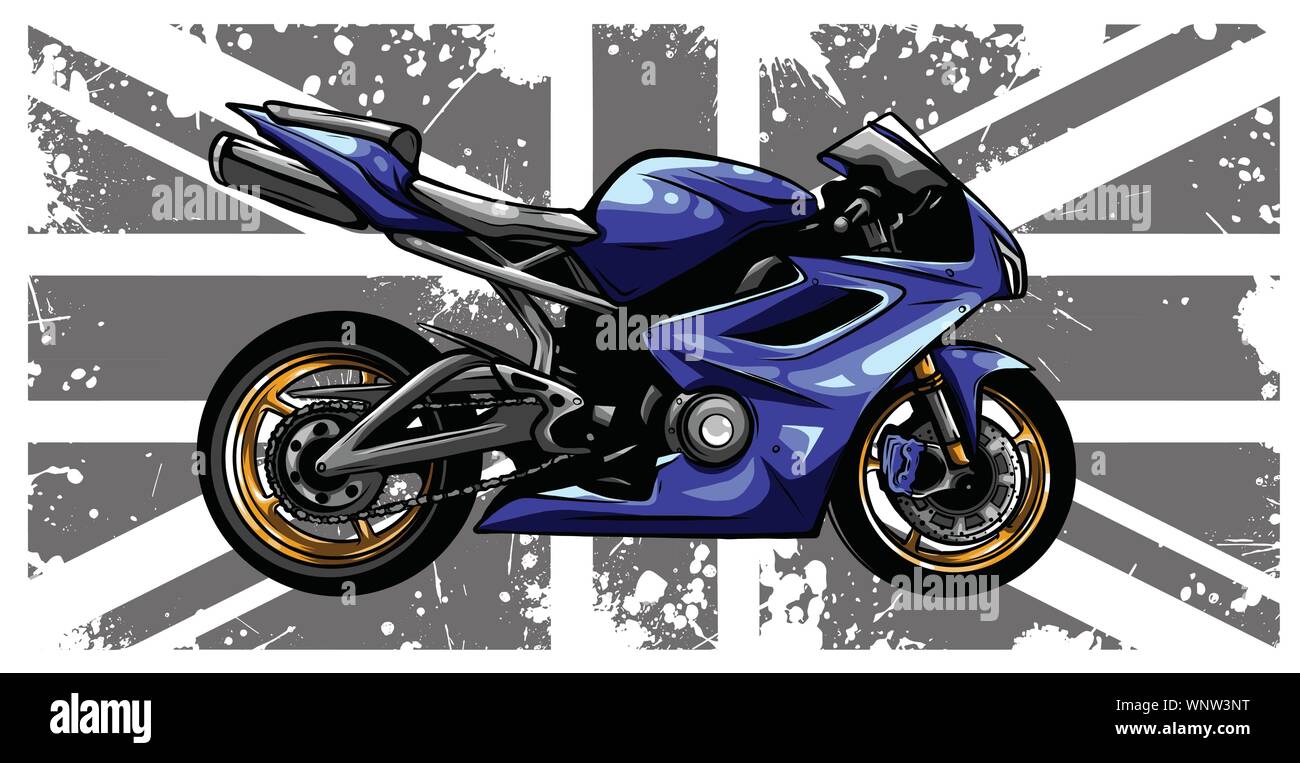 Moto avec la Grande-Bretagne d'un drapeau en arrière-plan Illustration de Vecteur