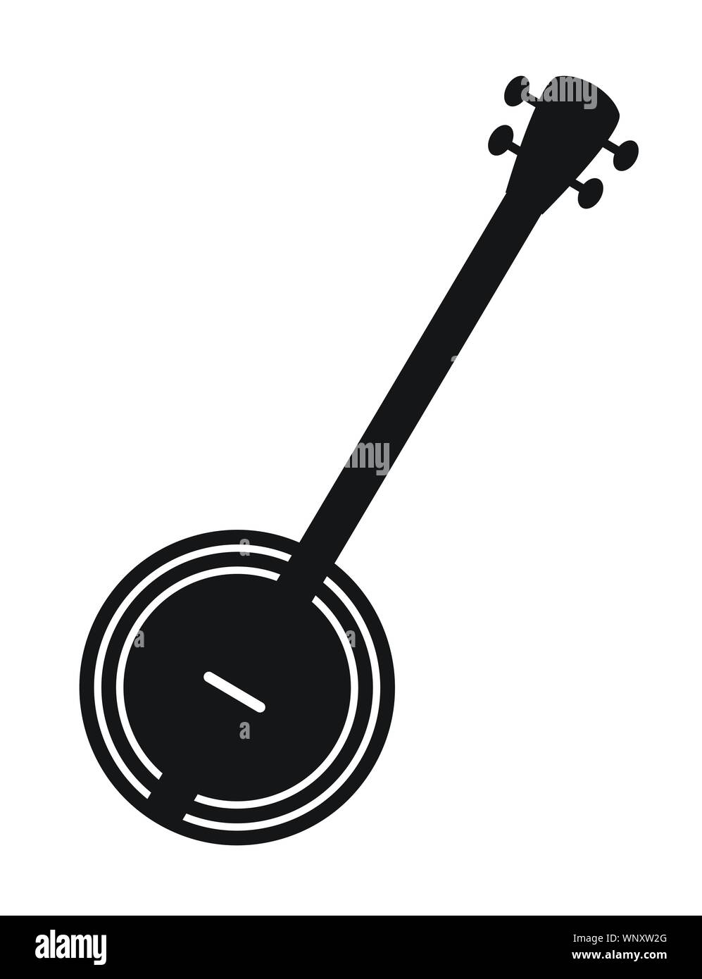 Un typique quatre string banjo en silhouette sur un fond blanc Illustration de Vecteur