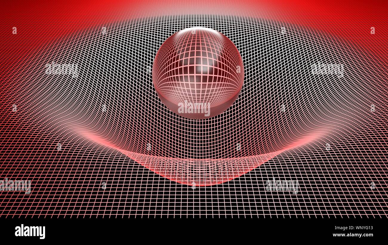 Sphère de verre courbé sur une grille - le rendu 3D illustration Banque D'Images