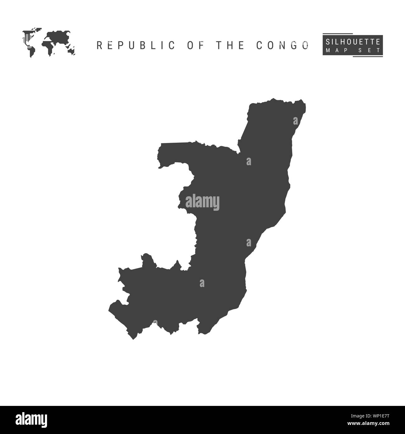 République du Congo Carte vide isolé sur fond blanc. High-Detailed silhouette noire Carte de République du Congo. Banque D'Images