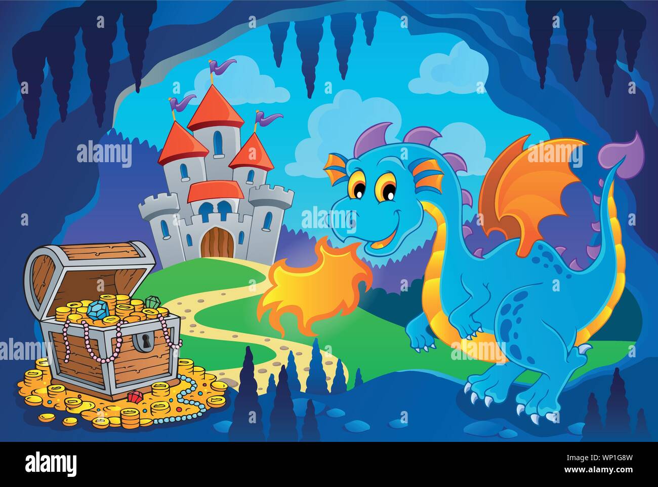 L'image de conte de fée avec dragon 8 Illustration de Vecteur