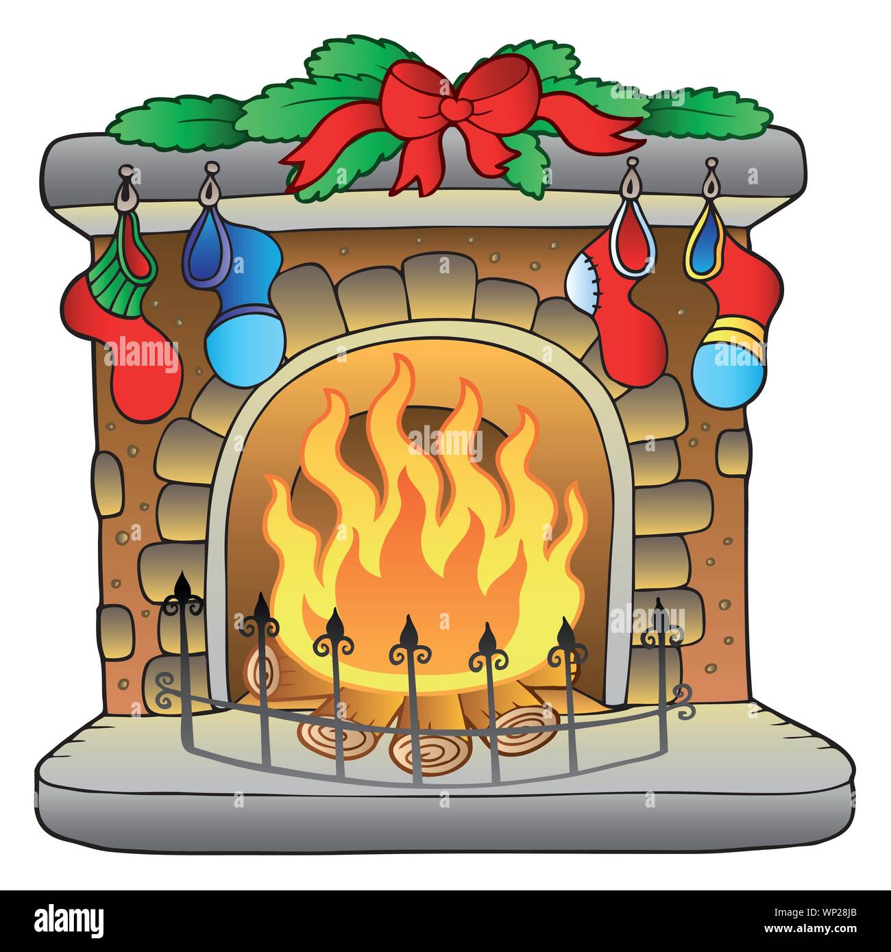 Dessin animé de Noël cheminée Illustration de Vecteur