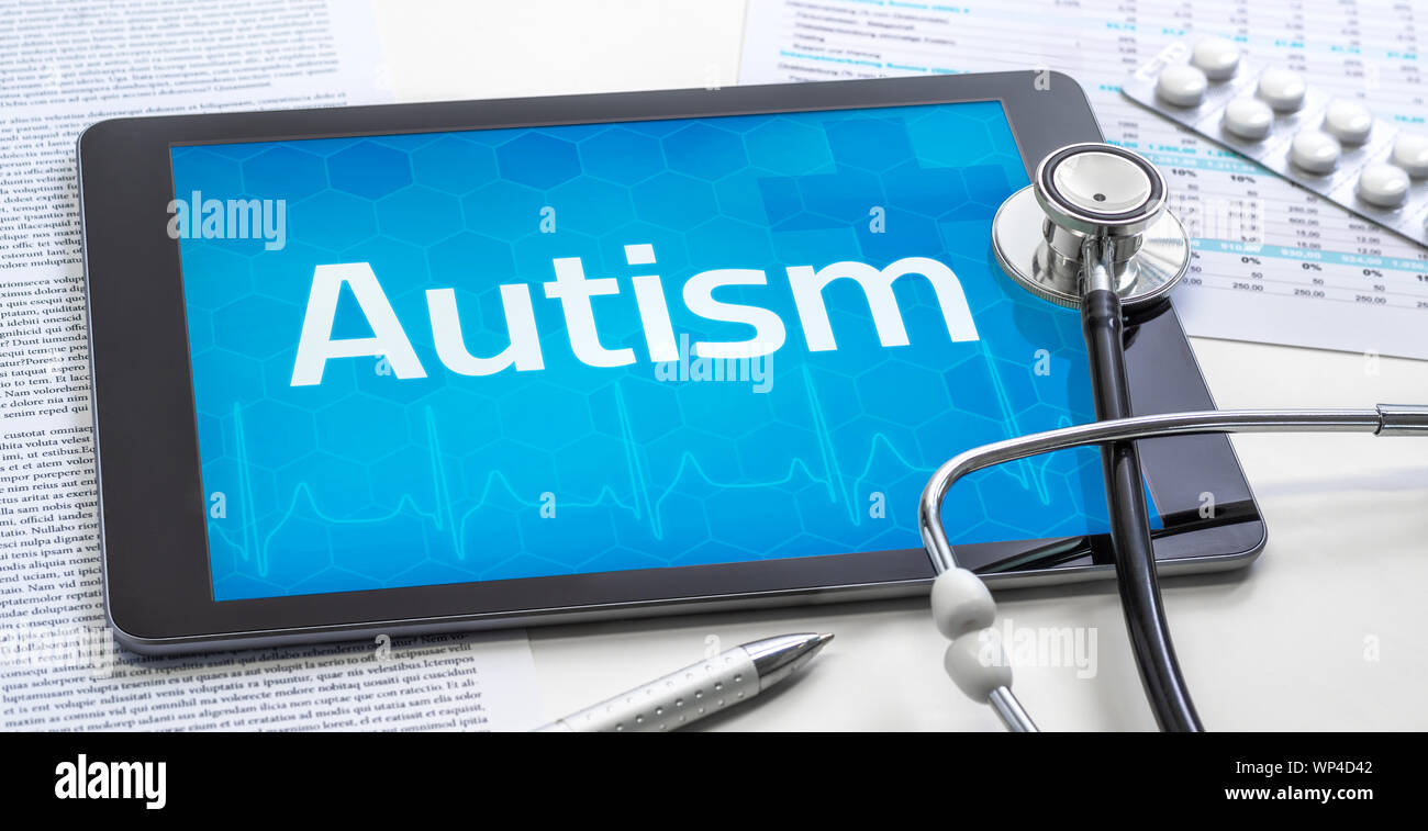 Le mot autisme sur l'écran d'une tablette Banque D'Images