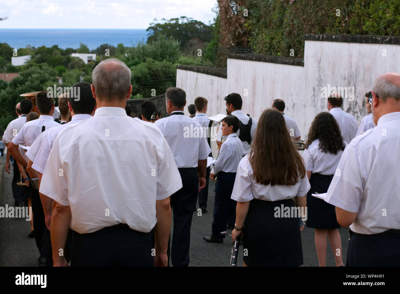 Procession catholique de Saint Vincent Ferreira - Ponta Delgada, Açores Banque D'Images