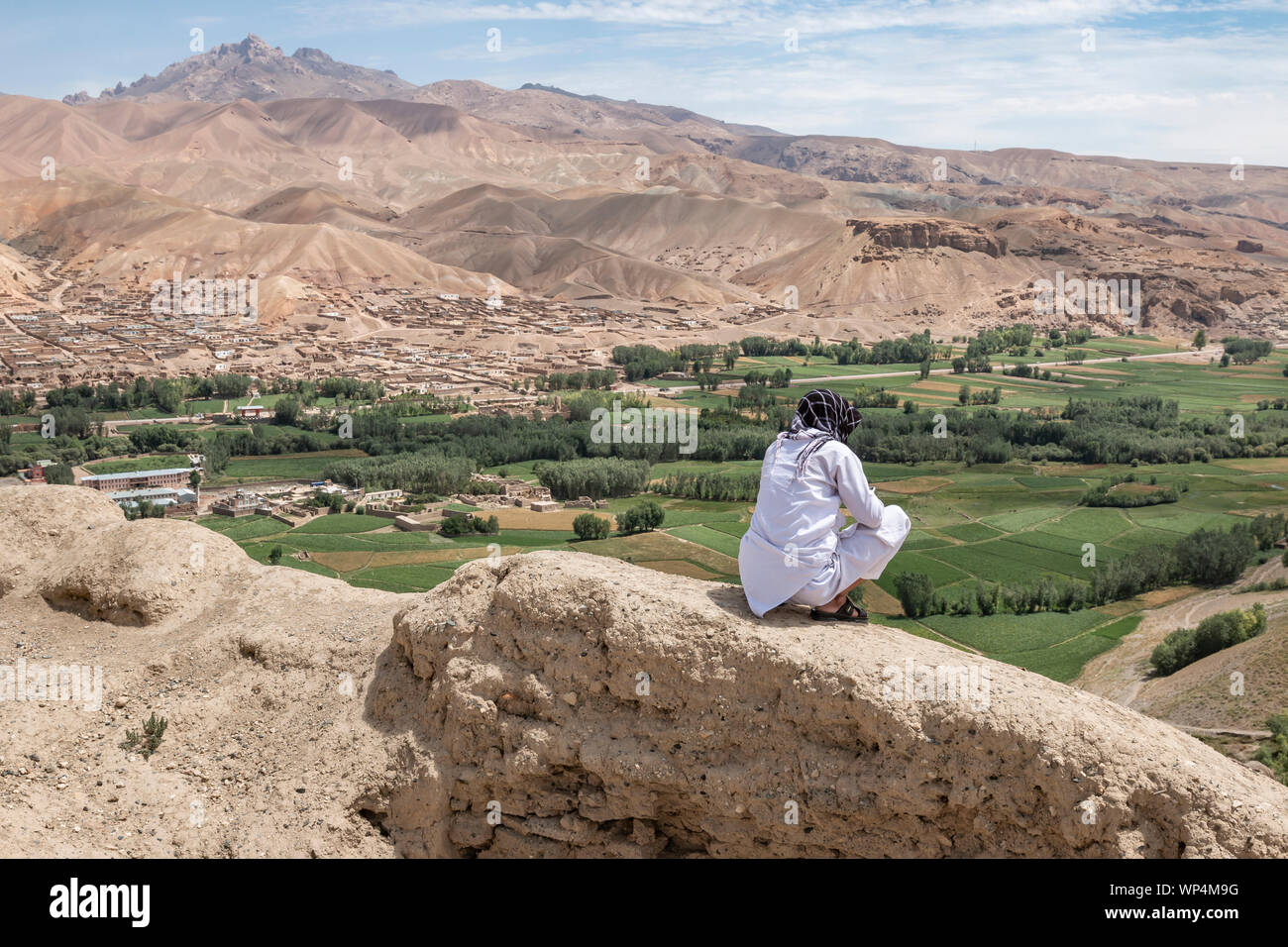 Vue sur vallée de Bamiyan, Afghanistan Banque D'Images