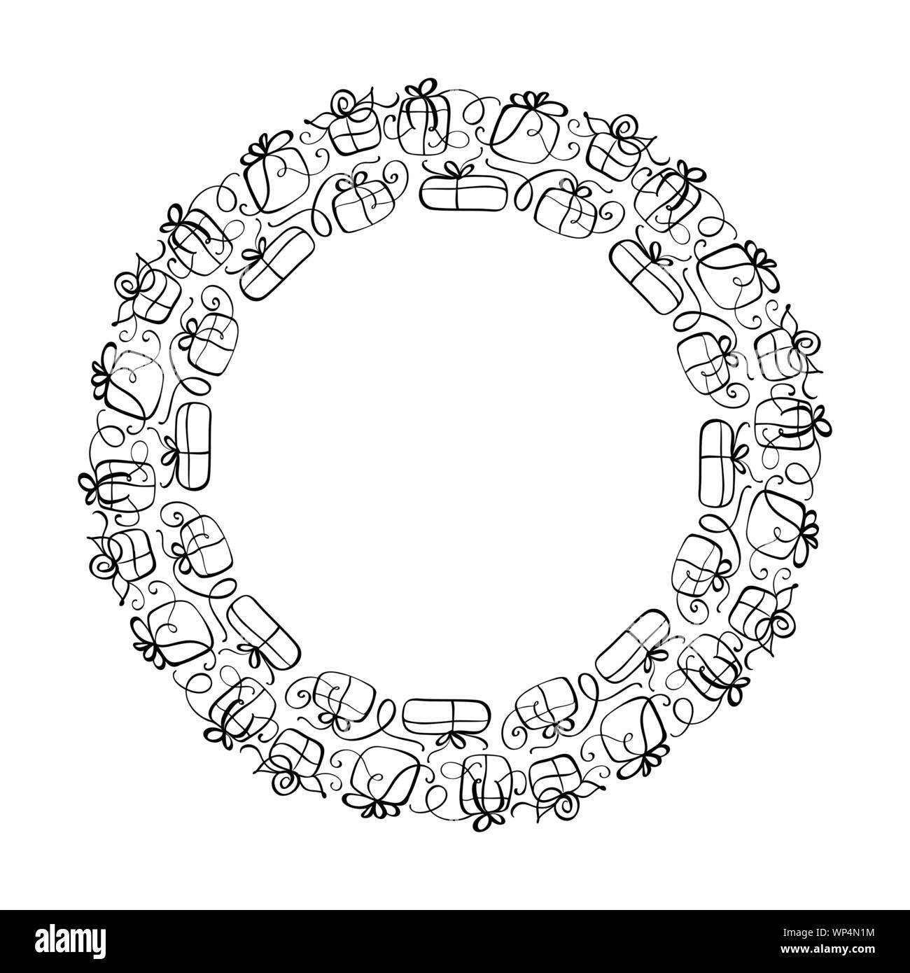 Cadre de mariage vecteur calligraphique ronde couronne, avec place pour le texte. L'élément isolé s'épanouir vintage pour la conception. Parfaite pour les vacances, l'action de grâce Illustration de Vecteur