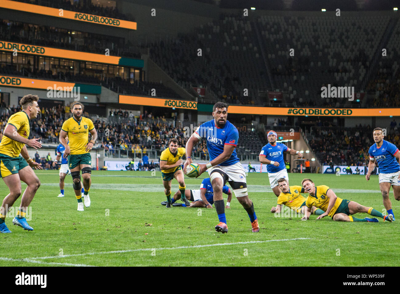 Sydney, Australie. 07Th Nov, 2019. Au cours de l'attaque Samoa Test Match International entre l'Australie et les Samoa au stade Bankwest, Sydney, Australie, le 7 septembre 2019. Photo de Peter Dovgan. Credit : UK Sports Photos Ltd/Alamy Live News Banque D'Images