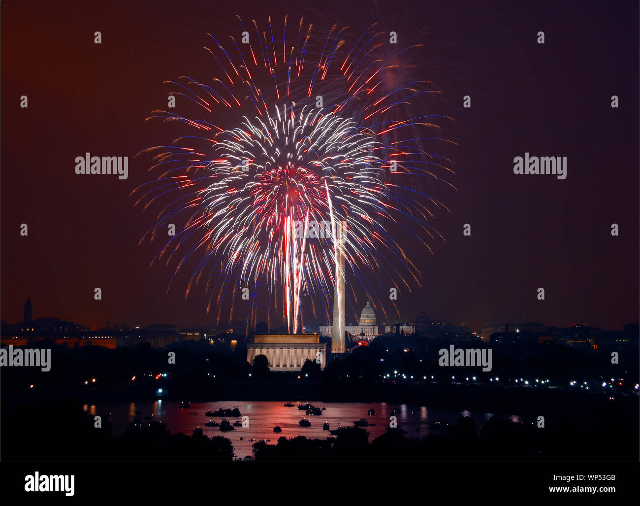 D'artifice du 4 juillet, Washington, D.C. Banque D'Images