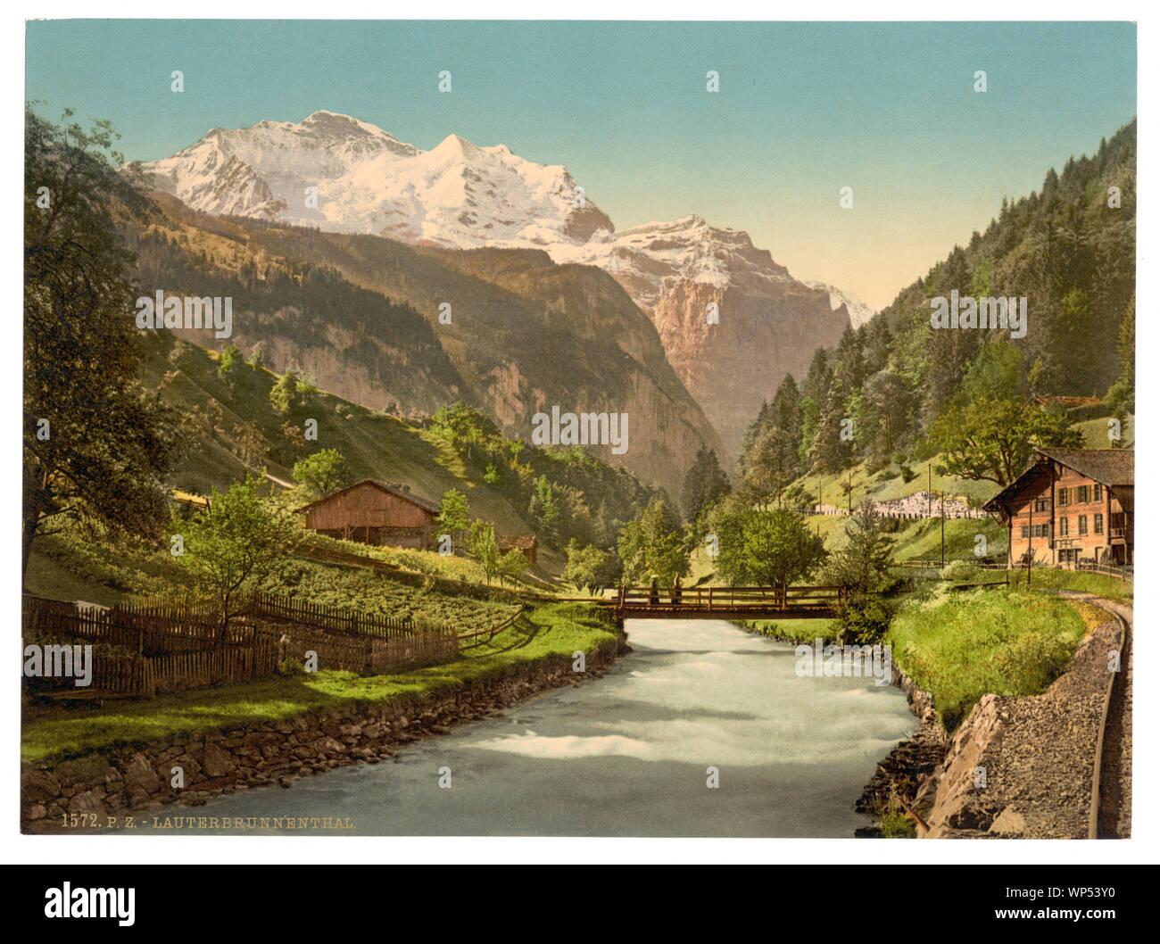 Et Jungfrau Lauterbrunnen, Oberland Bernois, Suisse ; fait partie de : Vues de la Suisse à l'Photochrom collection imprimée. ; titre de la Detroit Publishing Co., catalogue J-section étrangère, Detroit, Michigan : Detroit Publishing Company, 1905 ; n° d'impression. 1572. ; Banque D'Images