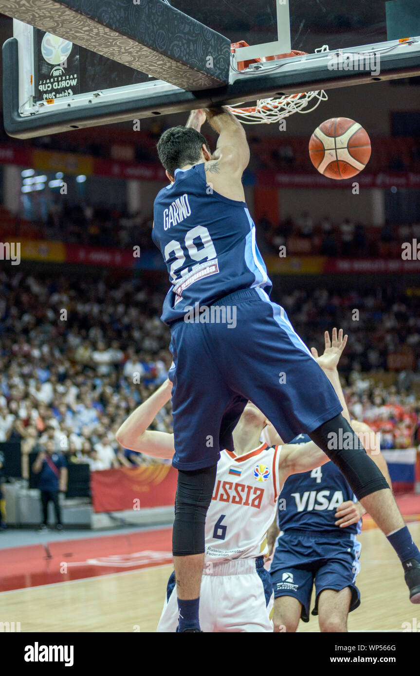 Patricio Garino (Argentine) tremper. Argentine - la Russie. Coupe du Monde de Basket-ball de la FIBA, Chine 2019. Premier tour Banque D'Images