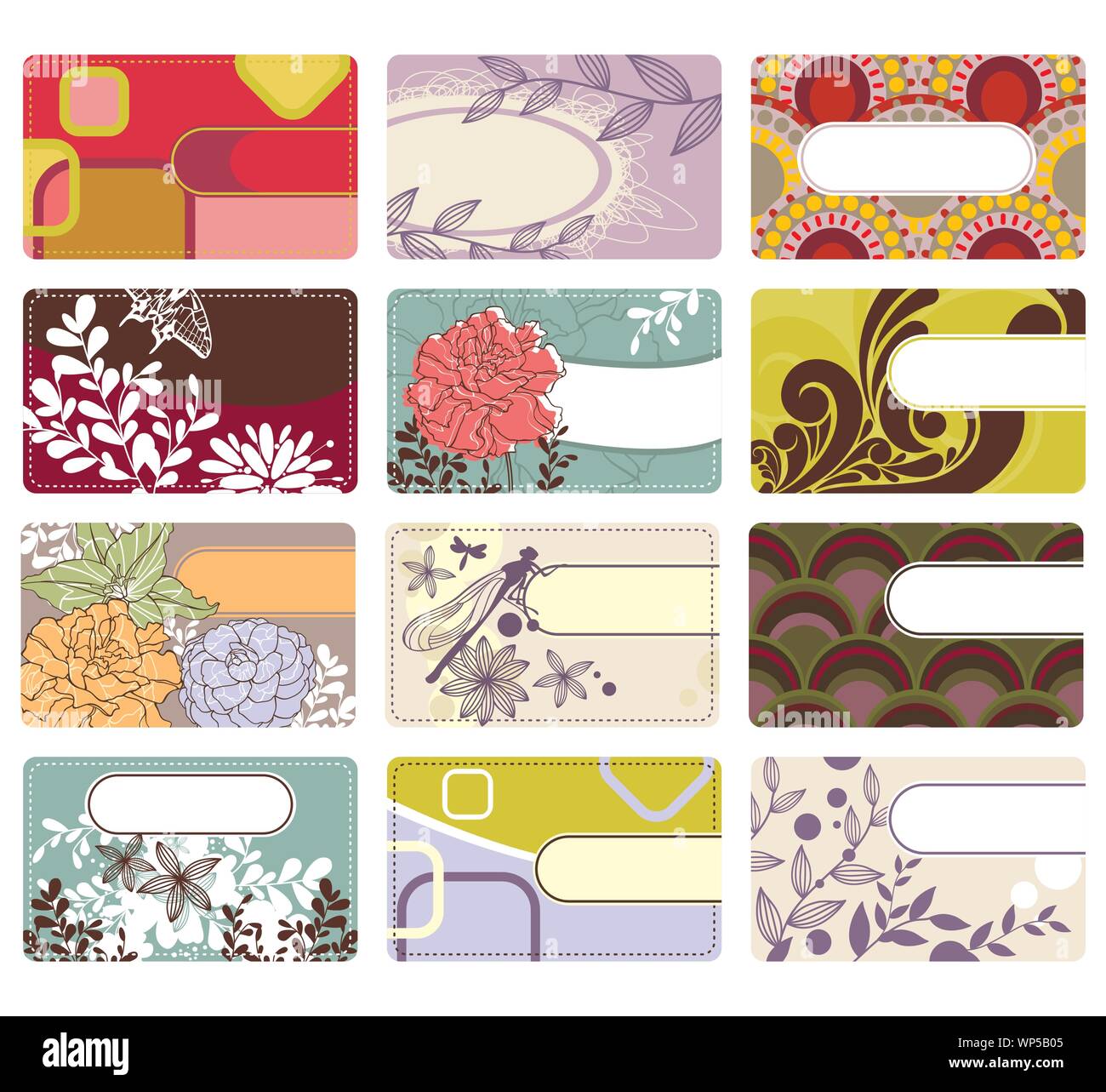 Cute business card collection Illustration de Vecteur