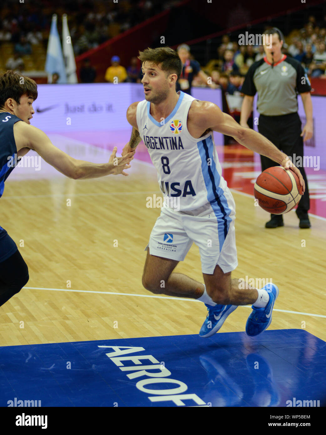 Nicolas Laprovittola (Argentine) contre la Corée du Sud. Coupe du Monde de Basket-ball de la FIBA, Chine 2019. Premier tour Banque D'Images