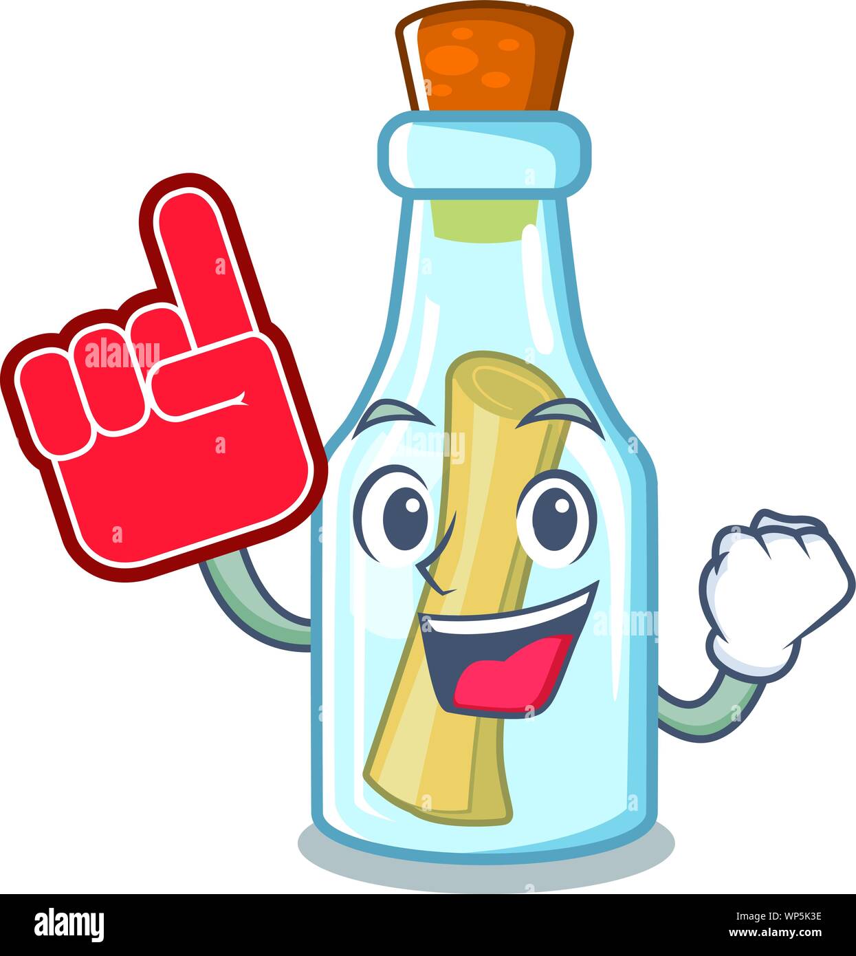 Doigt de mousse en forme de bouteille avec message mascot Illustration de Vecteur