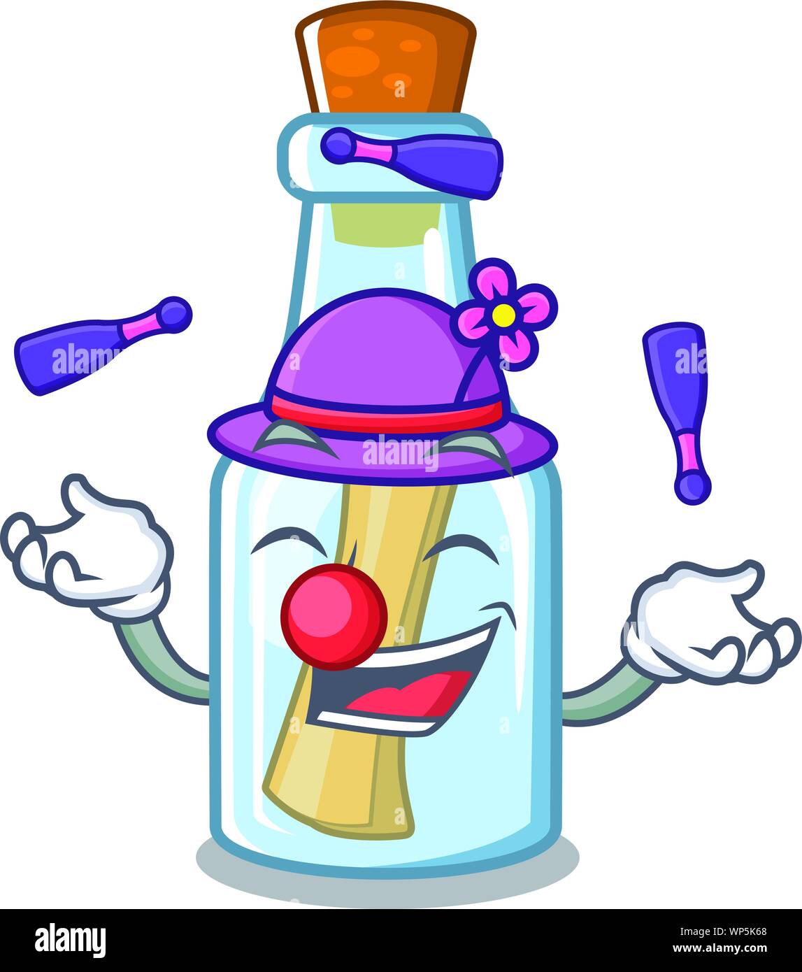 Message de jonglage bouteille en forme avec mascot Illustration de Vecteur