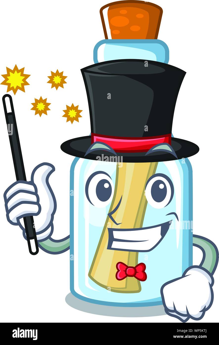 Message de magicien en bouteille avec forme mascot Illustration de Vecteur