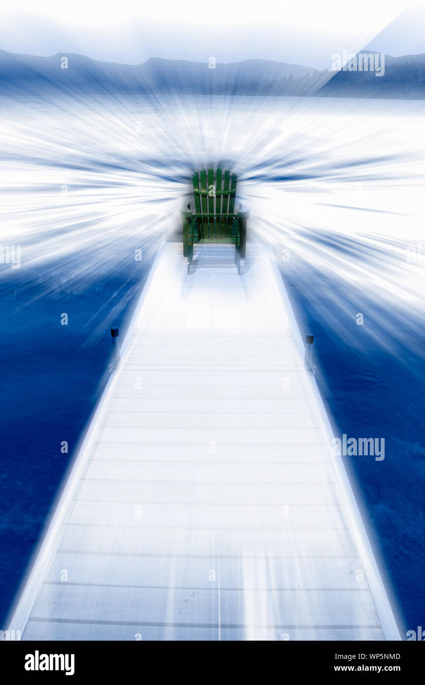 Digitall manipulé image d'une chaise Adirondack sur un quai, New York USA Banque D'Images