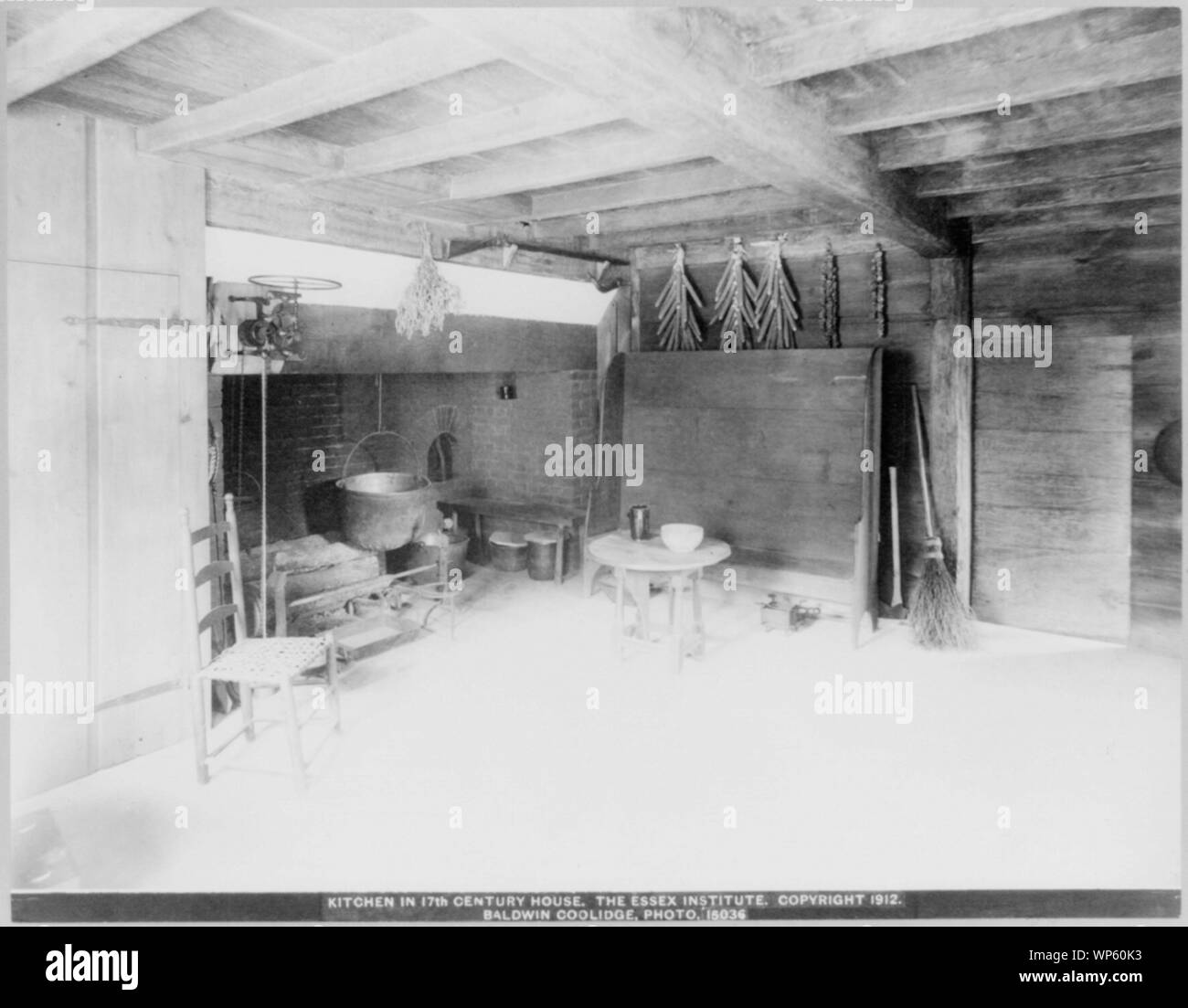 Cuisine dans maison du 17ème siècle. L'Essex Institute Banque D'Images